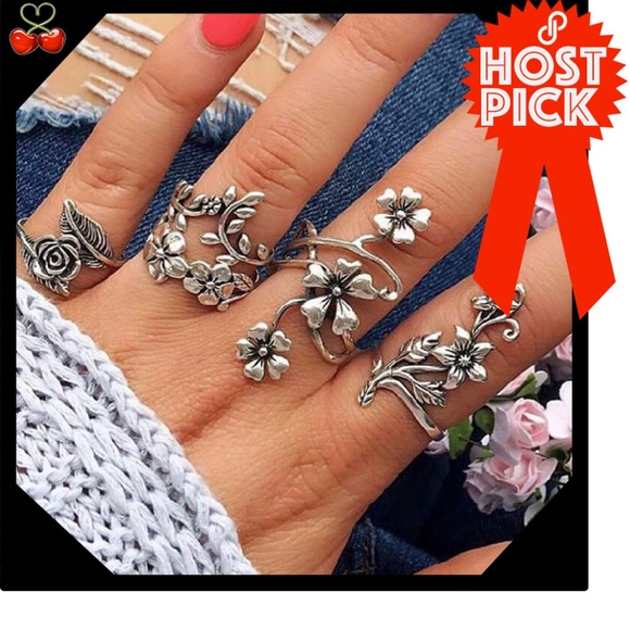 Boutique Jewelry - 🍒 NATURE 💐 Silver 4 Piece Ring Set